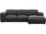 Ecksofa FLEXLUX "Lucera Chaislongue rechts oder links, L-Form, bequem", schwarz (deep schwarz), B:251cm H:73cm T:171cm, 100% Echteder, Sofas, Ecksofa, modern & anschmiegsam, Kaltschaum, Stahl-Wellenunterfederung