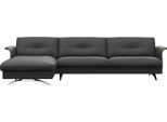 Ecksofa FLEXLUX "Glow Designsofa, bequem und komfortabel durch hochwertigen Sitzaufbau", schwarz (deep schwarz), B:305cm H:81cm T:158cm, 100% Echteder, Sofas, Ecksofa, L-Form, Modernes skandinavisches Design