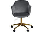 Schreibtischstuhl JAHNKE "SHELL WORX", grau (palladiumgrau, gold, goldfarben, palladiumgrau), B:56,5cm H:87cm T:59cm, Polyester, Stühle, Schreibtischstuhl, Büro-/ Schreibtischstuhl, höhenverstellbar, Samt, Gestell in Gold-Look