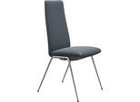 Polsterstuhl STRESSLESS "Laurel", blau (atlantic blau batick, chrom matt), B:57cm H:105cm T:60cm, Leder BATICK: BATICK ist ein leicht korrigiertes, durchgefärbtes und genarbtes Möbelleder, bei dem die meisten Unebenheiten und Spuren in der Regel entfernt wurden., Stühle, Polsterstuhl, High Back, Größe M, mit Beinen aus Stahl in Chrom matt
