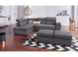 Ecksofa EXXPO - SOFA FASHION "Salerno, klassisch modernes Funktionssofa, hoher Sitzkomfort, L-Form", grau, B:268cm H:77cm T:204cm, Sofas, Ecksofa, inkl. Kopf- und Armteilverstellung, wahlweise mit Bettfunktion