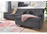 Ecksofa DOMO COLLECTION "Aversa, moderne Steppung, geschwungene Armlehnen, Breite 267cm", schwarz (pepper), B:267cm H:83cm T:178cm, Struktur weich (100% Polyester);Luxus-Microfaser (100% Polyester);Struktur (100% Polyester), Sofas, Ecksofa, L-Form, wahlweise mit Bettfunktion