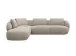 Ecksofa FLEXLUX "Torino, rund, L-Form, Sofa-Ecke mit Ottomane", beige (natural), B:296cm H:85cm T:237cm, Sofas, Ecksofa, Modernes, organisches Sofa-Design, Kaltschaum, Wellenunterfederung