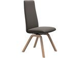 Polsterstuhl STRESSLESS "Laurel", grau (metal grau paloma, eiche natur), B:49cm H:105cm T:60cm, Leder PALOMA: PALOMA ist ein durchgefärbtes Semianilin-Möbelleder mit natürlicher Narbung., Stühle, Polsterstuhl, High Back, Größe M, mit schräggestellten Beinen in Eiche natur