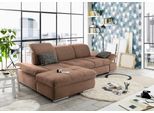 Ecksofa "SO4100 V", braun, B:284cm H:80cm T:190cm, SET ONE BY MUSTERRING, Sofas, Ecksofa, mit verstellbaren Kopfteilen, wahlweise mit Funktionen, Cord-Bezug