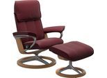 Relaxsessel STRESSLESS "Admiral", rot (bordeaux batick), B:84cm H:100cm T:73cm, Leder BATICK: BATICK ist ein leicht korrigiertes, durchgefärbtes und genarbtes Möbelleder, bei dem die meisten Unebenheiten und Spuren in der Regel entfernt wurden., Sessel, Relaxsessel, mit Signature Base, Größe M & L, Gestell Eiche