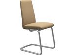 Polsterstuhl STRESSLESS "Laurel", beige (sand paloma, chrom matt), B:53cm H:92cm T:59cm, Leder PALOMA: PALOMA ist ein durchgefärbtes Semianilin-Möbelleder mit natürlicher Narbung., Stühle, Polsterstuhl, Low Back, Größe M, mit Beinen aus Stahl in Chrom matt