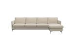 Ecksofa FLEXLUX "Fiore, L-Form, bequem und komfortabel durch hochwertigem Sitzaufbau", weiß (sanftes weiß), B:280cm H:85cm T:159cm, Sofas, Ecksofa, schmale Armlehnen, Kaltschaum, Füße Alu