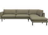 Ecksofa FLEXLUX "Bolzano, elegant und bequem, L-Form", grün (fall grün), B:295cm H:61cm T:222cm, 62% Polyester, 17% Cotton, 14% Viscose, 7% Linen, Sofas, Ecksofa, Sitzaufbau mit Kaltschaum & Stahl-Wellen, lose Sitz -& Rückenkissen