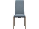 Polsterstuhl STRESSLESS "Laurel", blau (light blau dinamica, eiche gekalkt), B:57cm H:105cm T:60cm, Microfaser DINAMICA (88% Polyester, 12% Polyurethan), Stühle, Polsterstuhl, High Back, Größe M, mit abgerundeten Beinen in Eiche gekalkt