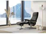 Relaxsessel STRESSLESS "View", grau (metal grau paloma), B:82cm H:109cm T:81cm, Leder PALOMA: PALOMA ist ein durchgefärbtes Semianilin-Möbelleder mit natürlicher Narbung., Sessel, Relaxsessel, mit Hocker, mit Cross Base, Größe S, M & L, Holzakzent Schwarz