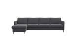 Ecksofa FLEXLUX "Fiore, L-Form", grau (dervit grau), B:280cm H:85cm T:159cm, 100% Polyester, Sofas, Ecksofa, schmale Armlehnen, Kaltschaum, Füße Alu+schwarz