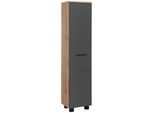 Midischrank WELLTIME "Trento, verschiedene Ausführungen und Farben", grau (grau matt), B:30cm H:130cm T:27cm, MDF, Schränke, Midischrank, Badmöbel, Breite 30 cm, 1 Tür, Made in Germany