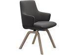 Polsterstuhl STRESSLESS "Laurel", grau (rock paloma, walnuss), B:58cm H:92cm T:59cm, Leder PALOMA: PALOMA ist ein durchgefärbtes Semianilin-Möbelleder mit natürlicher Narbung., Stühle, Polsterstuhl, Low Back mit Armlehne, Größe L, mit schräggestellten Beinen in Walnuss