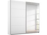 Schwebetürenschrank OTTO HOME "Kleiderschrank Schrank Garderobe Schlafzimmerschrank THANOS", weiß (alpinweiß, hochglanz weiß mit spiegel), B:181cm H:229cm T:62cm, Holzwerkstoff, Schränke, Schwebetürenschrank, Optional mit Spiegel, Metall-Griffleisten alufarben MADE IN GERMANY