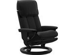 Relaxsessel STRESSLESS "Admiral", schwarz (schwarz batick), B:78cm H:101cm T:73cm, Leder BATICK: BATICK ist ein leicht korrigiertes, durchgefärbtes und genarbtes Möbelleder, bei dem die meisten Unebenheiten und Spuren in der Regel entfernt wurden., Sessel, Relaxsessel, verstellbar, optional 2-motorisch, Größe M & L, Gestell Braun