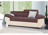 2-Sitzer COTTA "Speedway", braun (creme, braun), B:195cm H:74cm T:103cm, Kunstleder SOFTLUX / Luxus-Microfaser (100% Polyester);Flachgewebe (100% Polyester) / Struktur fein ( 100% Polyester);Kunstleder SOFTLUX / Struktur (100% Polyester), Sofas, 2-Sitzer, Big-Sofa mit Kopfteilverstellung