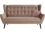 3-Sitzer HOME AFFAIRE "Hemmink", rosa (hellgrau, altrosa), B:197cm H:107cm T:94cm, Samtvelours (100% Polyester);Luxus-Microfaser (100% Polyester);Struktur (94% Polyester, 6% Polyacryl), Sofas, 3-Sitzer, mit Knopfheftung