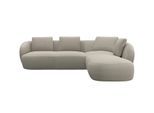 Ecksofa FLEXLUX "Torino, rund, L-Form, Sofa-Ecke mit Ottomane", beige (natural), B:265cm H:85cm T:237cm, 100% Polyester, Sofas, Ecksofa, Modernes, organisches Sofa-Design, Kaltschaum, Wellenunterfederung