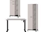 Büromöbel-Set GERMANIA "GW-Rovigo", beige (kaschmir, schwarz), B:278cm H:190cm T:80cm, Holzwerkstoff, Metall, Arbeitsmöbel-Sets, Büromöbel-Set, Schreibtisch elektrisch höhenverstellbar