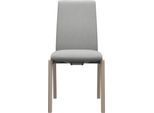 Polsterstuhl STRESSLESS "Laurel", grau (grau dinamica, eiche gekalkt), B:57cm H:92cm T:59cm, Microfaser DINAMICA (88% Polyester, 12% Polyurethan), Stühle, Polsterstuhl, Low Back, Größe M, mit abgerundeten Beinen in Eiche gekalkt