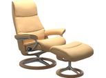 Relaxsessel STRESSLESS "View", gelb, B:91cm H:110cm T:85cm, Leder BATICK: BATICK ist ein leicht korrigiertes, durchgefärbtes und genarbtes Möbelleder, bei dem die meisten Unebenheiten und Spuren in der Regel entfernt wurden.;Leder PALOMA: PALOMA ist ein durchgefärbtes Semianilin-Möbelleder mit natürlicher Narbung.;ROHLEDER Stoff Q2 FARON: Ein fester zuverlässiger Bouclé mit einem strukturierten Au