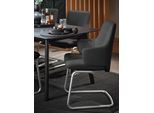 Polsterstuhl STRESSLESS "Laurel", grau (charcoal dinamica, chrom glänzend), B:58cm H:92cm T:60cm, Microfaser DINAMICA (88% Polyester, 12% Polyurethan), Stühle, Polsterstuhl, Low Back mit Armlehne, Größe L, mit Beinen aus Stahl in Chrom glänzend