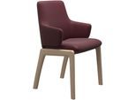 Polsterstuhl STRESSLESS "Laurel", rot (bordeaux batick, eiche gekalkt), B:58cm H:92cm T:59cm, Leder BATICK: BATICK ist ein leicht korrigiertes, durchgefärbtes und genarbtes Möbelleder, bei dem die meisten Unebenheiten und Spuren in der Regel entfernt wurden., Stühle, Polsterstuhl, Low Back mit Armlehne, Größe L, abgerundete Beine in Eiche gekalkt