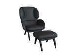 Ohrensessel FLEXLUX "Adria Designsessel, Loungesessel", schwarz (deep schwarz), B:78cm H:100cm T:96cm, 100% Echteder, Sessel, Ohrensessel, Stil & Komfort, organische Form, Fuß Holz schwarz