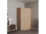 Eckkleiderschrank PRIESS "Barcelona Kleiderschrank Ecklösung Raumwunder", braun (edelbuchefarben), B:95cm H:193cm T:95cm, Holzwerkstoff, Schränke, Eckkleiderschrank, in 2 Tiefen Schrank Eckschrank Garderobe