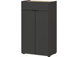 Badkommode GERMANIA "Ameca", grau (graphit, navarra, eiche, nachbildung), B:60cm H:98cm T:34cm, Holzwerkstoff, Sideboards, Badkommode, Kommode mit einer Schublade und zwei Türen