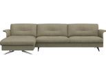 Ecksofa FLEXLUX "Glow Designsofa, bequem und komfortabel durch hochwertigen Sitzaufbau", grün (fall grün), B:305cm H:81cm T:158cm, 62% Polyester/17%Baumwolle/14%Viscose/7%Leinen, Sofas, Ecksofa, L-Form, Modernes skandinavisches Design