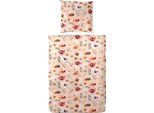 Bettwäsche PRIMERA "Dotsy", orange (orange, weiß), B/L: 155cm x 220cm, 1 Stk., 1 Stk., Renforcé, B/L: 80cm x 80cm, 2 Stk., Renforcé, Obermaterial: 100% Baumwolle, Bettwäsche, Bettwäsche, mit zarten Blumen