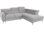Ecksofa COTTA "Sammy L-Form", grau, B:242cm H:74cm T:207cm, Struktur (100% Polyester );Chenille (90% Polyester; 10% Polyamid ), Sofas, Ecksofa, mit Kopfteilverstellung, wahlweise mit Bettfunktion & Bettkasten