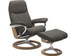 Relaxsessel STRESSLESS "Consul", grau (metal grau paloma), B:82cm H:102cm T:72cm, Leder BATICK: BATICK ist ein leicht korrigiertes, durchgefärbtes und genarbtes Möbelleder, bei dem die meisten Unebenheiten und Spuren in der Regel entfernt wurden.;Leder PALOMA: PALOMA ist ein durchgefärbtes Semianilin-Möbelleder mit natürlicher Narbung.;ROHLEDER Stoff Q2 FARON: Ein fester zuverlässiger Bouclé mit e