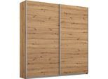 Schwebetürenschrank OTTO HOME "Kleiderschrank Schrank Garderobe Schlafzimmerschrank THANOS", braun (eiche artisan), B:181cm H:197cm T:62cm, Holzwerkstoff, Schränke, Schwebetürenschrank, Optional mit Spiegel, Metall-Griffleisten alufarben MADE IN GERMANY