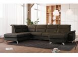 Wohnlandschaft SIT & MORE "Astoria U-Form", grün (olive), B:329cm H:91cm T:225cm, 100% Polyester, Sofas, Wohnlandschaft, wahlweise mit motorischer Relaxfunktion