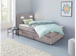 Boxbett HOME AFFAIRE "Luan", grau (stone), B:127cm L:211cm, Komplettbetten, Boxbett, Schubkästen, LED-Beleuchtung und Topper, in Breite 120 cm und 180 cm