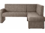 Eckbank HOME AFFAIRE "Umag", braun (schlamm), B:190cm H:89cm T:140cm, Holzwerkstoff, Massivholz, Polyester, Sitzbänke, Eckbank, Sitz und Rücken gepolstert, verschiedene Qualitäten