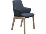 Polsterstuhl STRESSLESS "Laurel", blau (blau dinamica, eiche gekalkt), B:58cm H:92cm T:59cm, Microfaser DINAMICA (88% Polyester, 12% Polyurethan), Stühle, Polsterstuhl, Low Back mit Armlehne, Größe L, abgerundete Beine in Eiche gekalkt