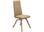 Polsterstuhl STRESSLESS "Laurel", beige (sand paloma, eiche natur), B:49cm H:105cm T:60cm, Leder PALOMA: PALOMA ist ein durchgefärbtes Semianilin-Möbelleder mit natürlicher Narbung., Stühle, Polsterstuhl, High Back, Größe M, mit schräggestellten Beinen in Eiche natur