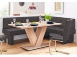 Eckbank HOME AFFAIRE "Nils", schwarz (schwarz (arizona 4420)), B:222cm H:89cm T:162cm, Holzwerkstoff, Massivholz, Polyester, Sitzbänke, Eckbank, Sitz und Rücken gepolstert, verschiedene Qualitäten