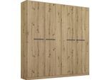 Drehtürenschrank RAUCH "Kleiderschrank Schrank Garderobe Garderobenschrank Stauraumwunder MODI", braun (eiche artisan), B:181cm H:210cm T:54cm, Holzwerkstoff, Schränke, Drehtürenschrank, optional mit Spiegel MADE IN GERMANY