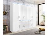 Kleiderschrank PRIESS, weiß (weiß, weiß hochglanz), B:230cm H:193cm T:55cm, Holzwerkstoff, Schränke, Kleiderschrank, wahlweise mit Kranzbeleuchtung