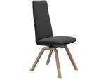 Polsterstuhl STRESSLESS "Laurel", grau (charcoal dinamica, eiche natur), B:49cm H:105cm T:60cm, Microfaser DINAMICA (88% Polyester, 12% Polyurethan), Stühle, Polsterstuhl, High Back, Größe M, mit schräggestellten Beinen in Eiche natur