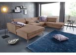 Wohnlandschaft SIT & MORE "Percy U-Form", beige, B:343cm H:77cm T:235cm, Sofas, Wohnlandschaft, 12 cm Fußhöhe, Sitztiefenverstellung, wahlweise in 2 Fußfarben