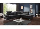 Ecksofa EXXPO - SOFA FASHION "Fiji, L-Form", schwarz, B:272cm H:98cm T:232cm, Luxus-Kunstleder;Webstoff (100% Polyester);Webvelours (100% Polyester), Sofas, Ecksofa, mit Kopf- bzw. Rückenverstellung, wahlweise mit Bettfunktion