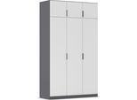 Kleiderschrank RAUCH "Drehtürenschrank Schrank Garderobe Ankleide Schlafzimmer LAGOA", graumetallic, alpinweiß, B:136cm H:235cm T:54cm, Holzwerkstoff, Schränke, Kleiderschrank, moderne Kantengriffe aus Metall, optional mit Aufsatz MADE IN GERMANY