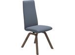 Polsterstuhl STRESSLESS "Laurel", blau (sparrow blau paloma, walnuss), B:49cm H:105cm T:60cm, Leder PALOMA: PALOMA ist ein durchgefärbtes Semianilin-Möbelleder mit natürlicher Narbung., Stühle, Polsterstuhl, High Back, Größe M, mit schräggestellten Beinen in Walnuss