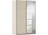 Schwebetürenschrank OTTO HOME "Kleiderschrank Schrank Garderobe Schlafzimmerschrank THANOS", beige (beige (champagner) mit spiegel), B:136cm H:210cm T:62cm, Holzwerkstoff, Schränke, Schwebetürenschrank, Optional mit Spiegel, Metall-Griffleisten alufarben MADE IN GERMANY